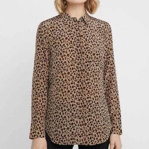 J.Crew silk Leopard Print Button-Up Blouse - Brown size L